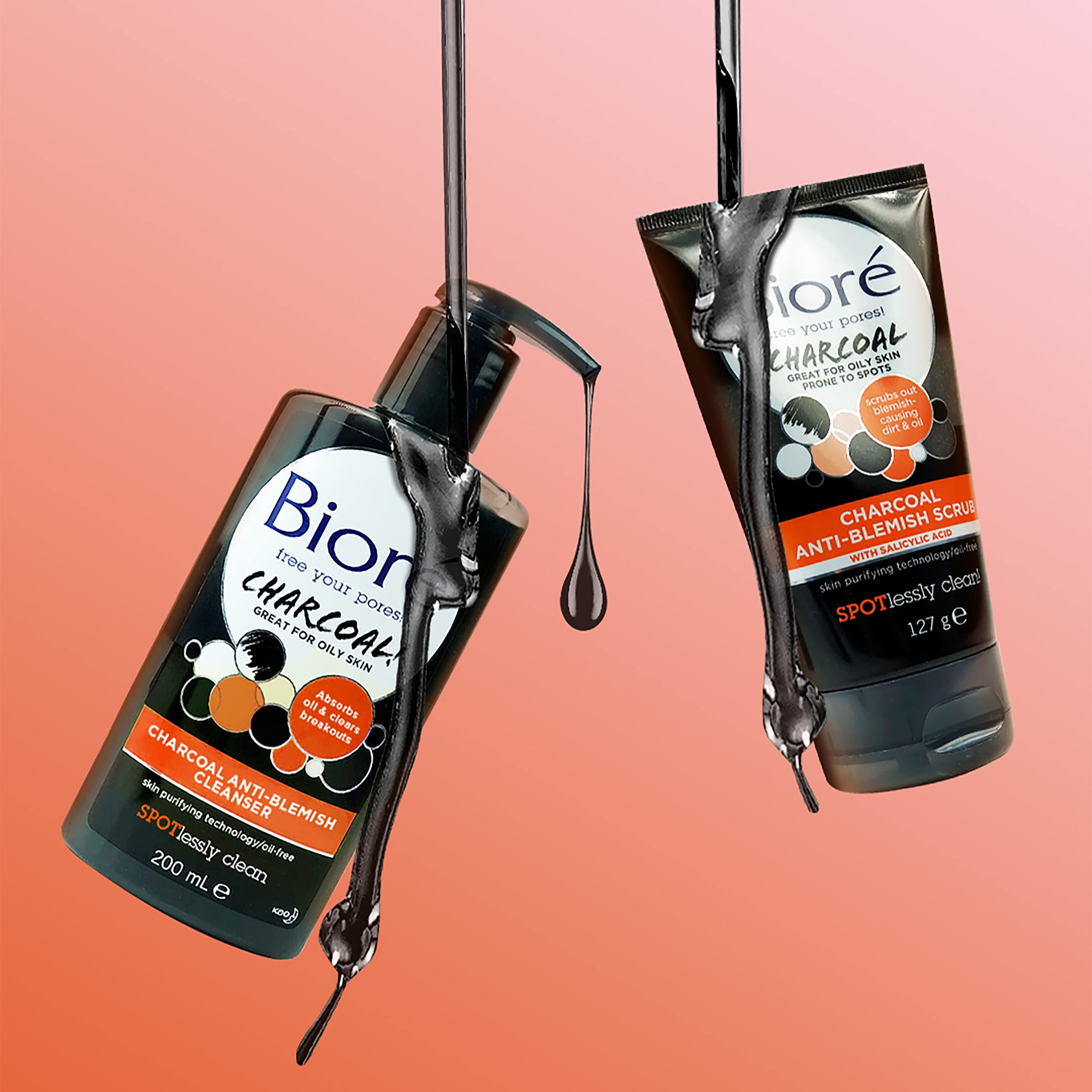 Bioré Charcoal Acne Face Scrub, with 1% Salicylic Acid and Natural Charcoal, Helps Prevent Biore