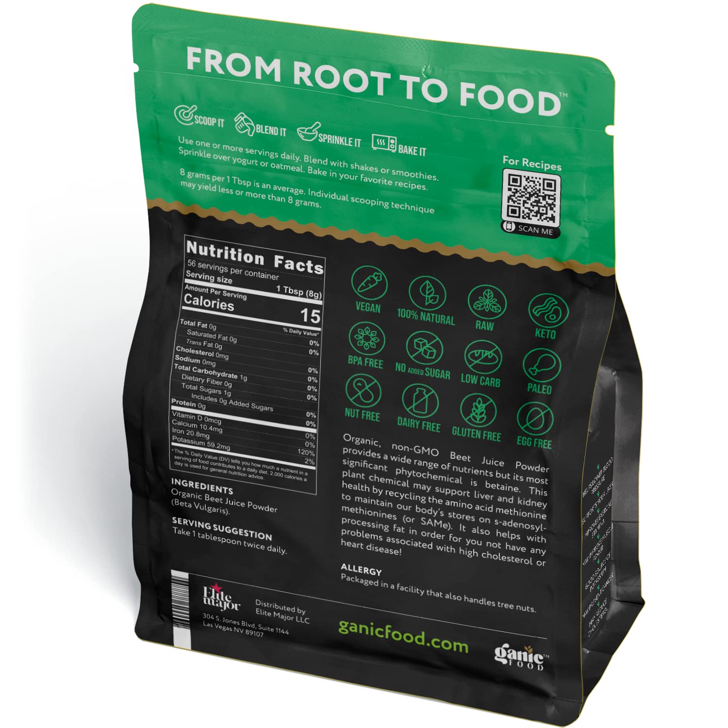 Ganic Food Organic Beet Root Juice Powder, 16 Ounces