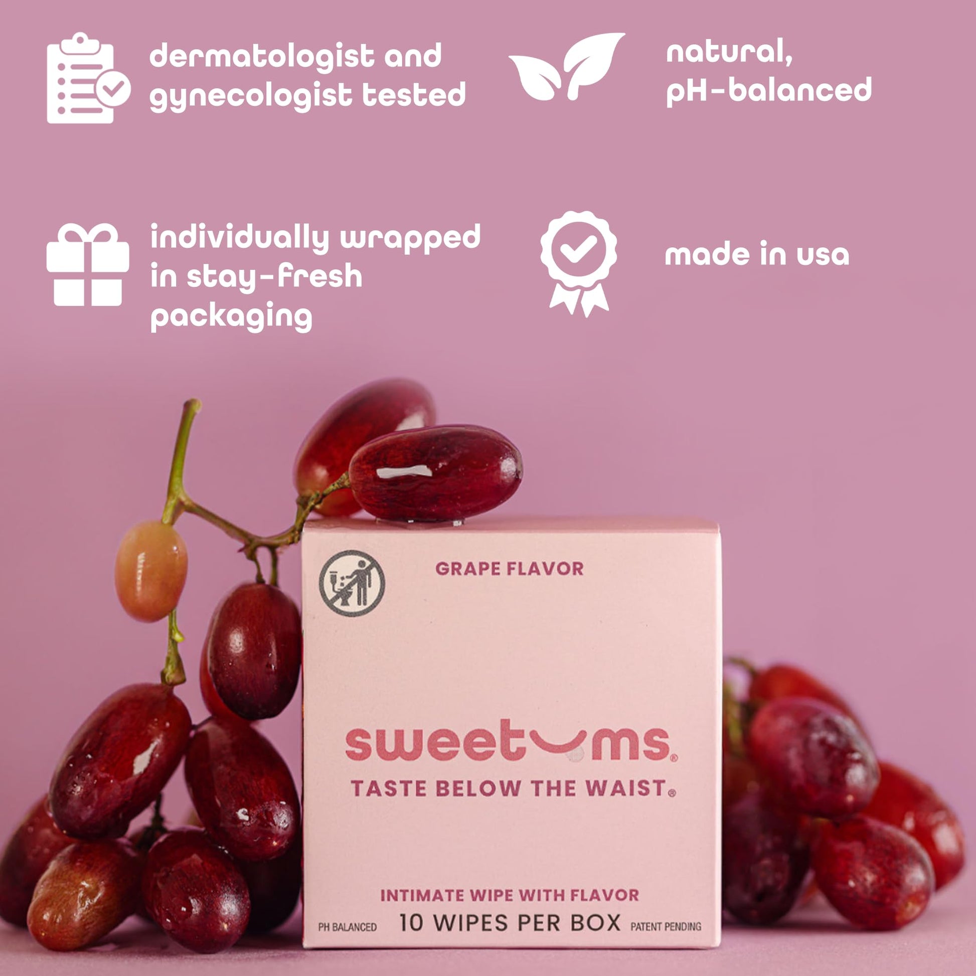 Sweetums Feminine Wipes For Women, Individually Wrapped - pH Balanced Flavored Intimate Wipes Sweetums