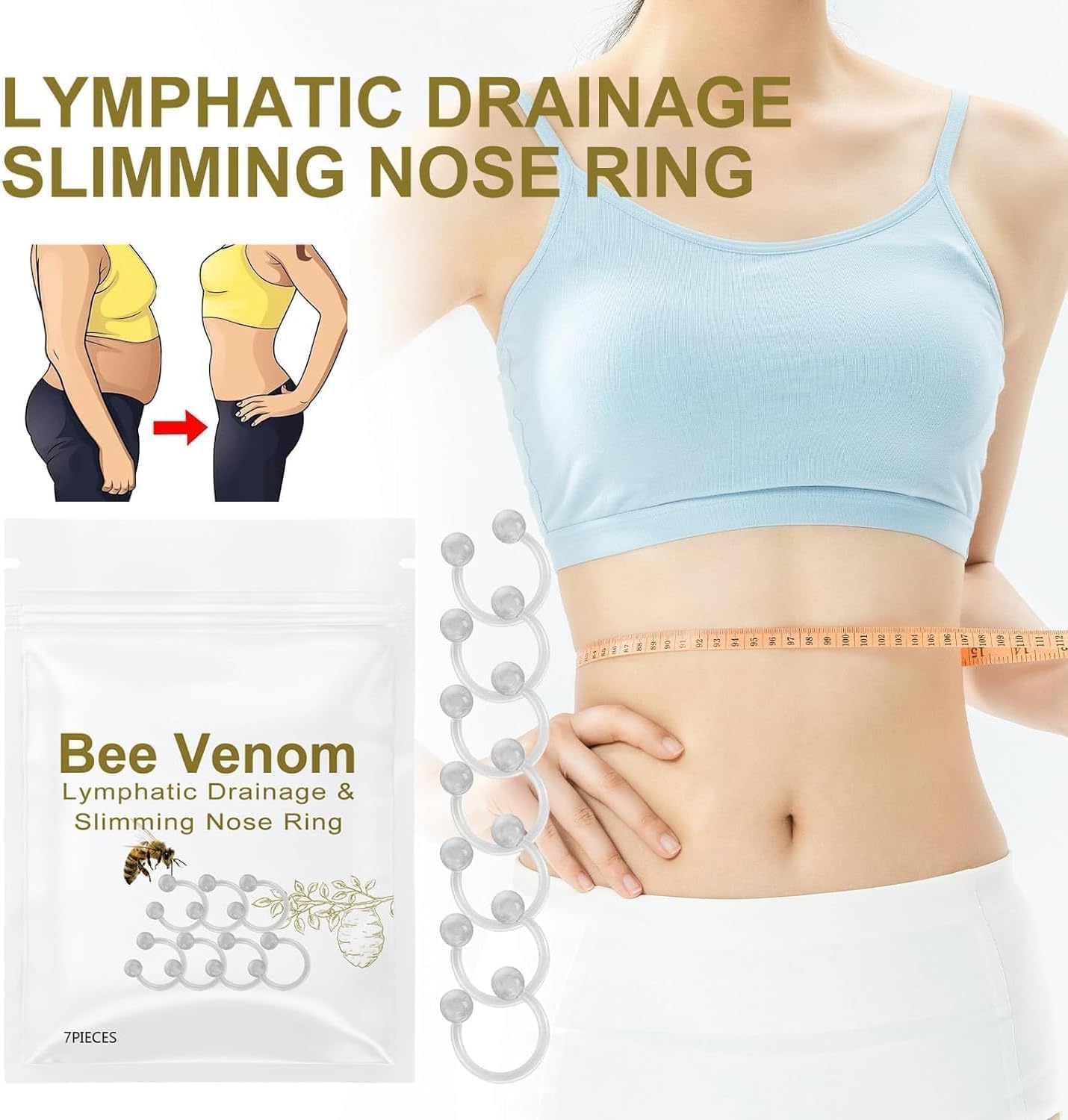 Bee Venom Slimming Nose Ring, Bee Venom Lymphatic Drainage Nose Ring, Bee Venom Lymphatic Vylxtyp