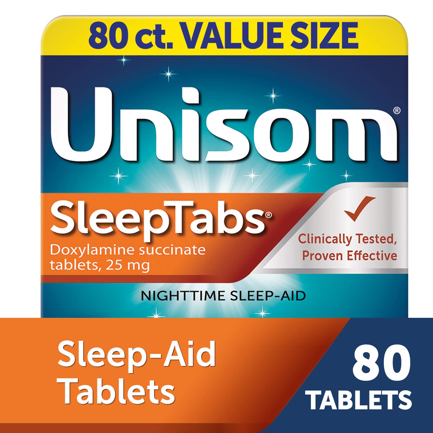 Unisom SleepTabs, Nighttime Sleep-aid, Doxylamine Succinate, 80 Tablets Unisom