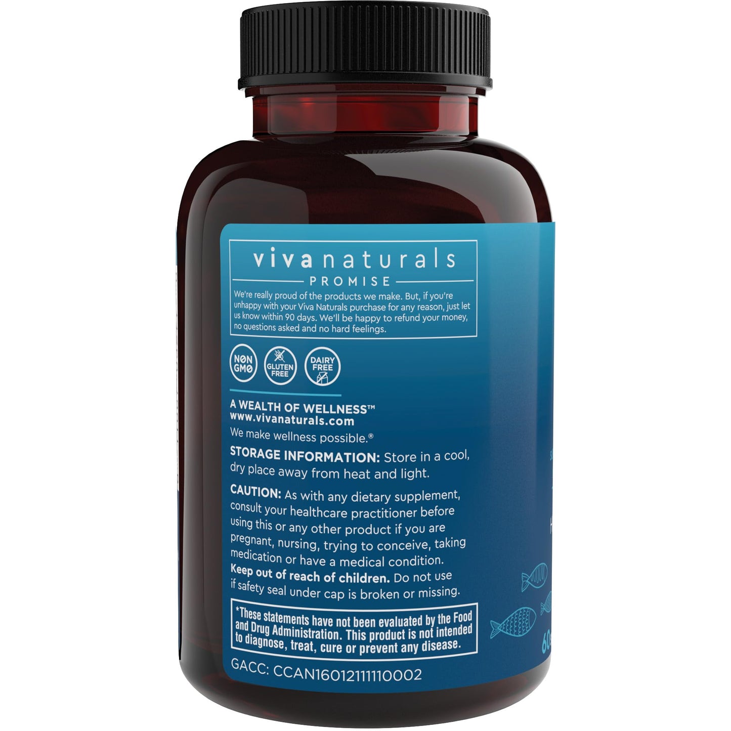 Viva Naturals Triple Strength Omega 3 Fish Oil Supplement - 2200 mg Wild Caught
