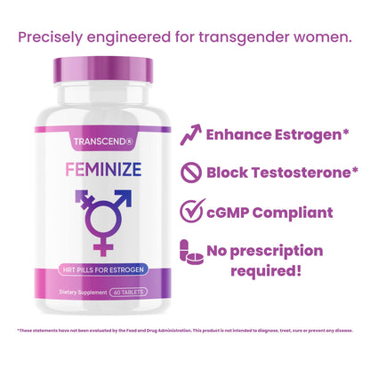 FEMINIZE Transcend HRT Pills for Estrogen - Potent HRT Estrogen Complex - Big Breats Soft Skin Feminizer