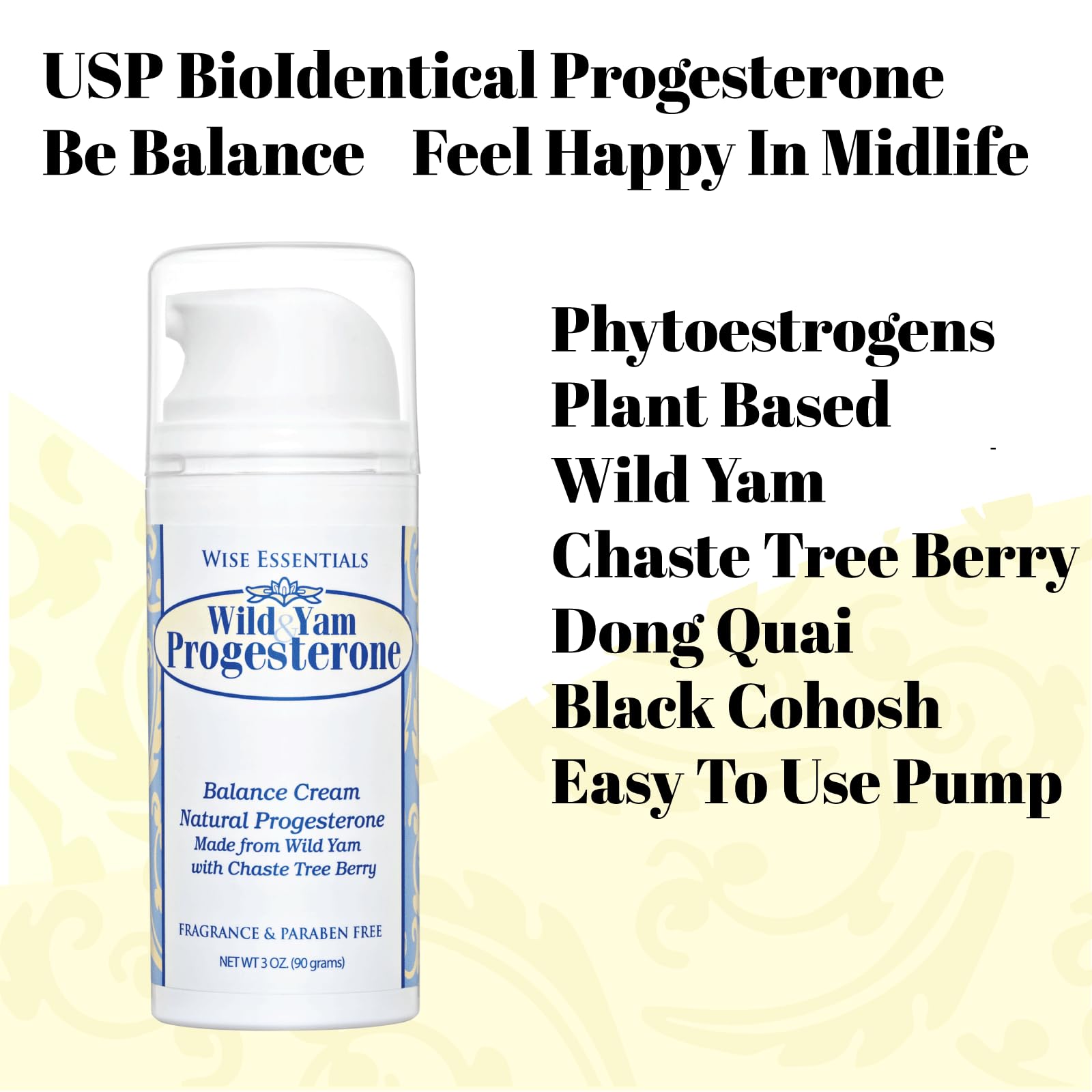 Progesterone Cream for Women Paraben Free - Bioidentical Progesterone Balance Body Cream Wise Essentials