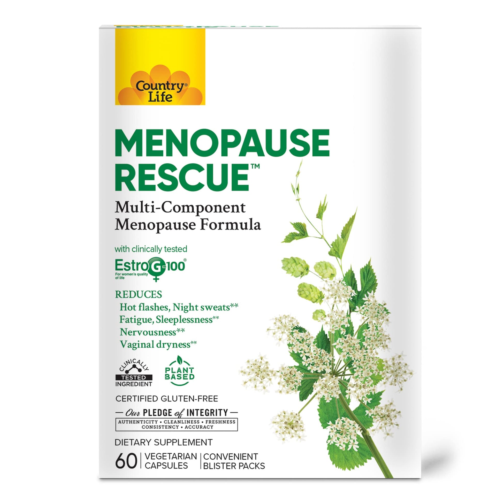 Country Life Menopause Rescue – Multi-Component Menopause Formula, Convenient Blister Packs