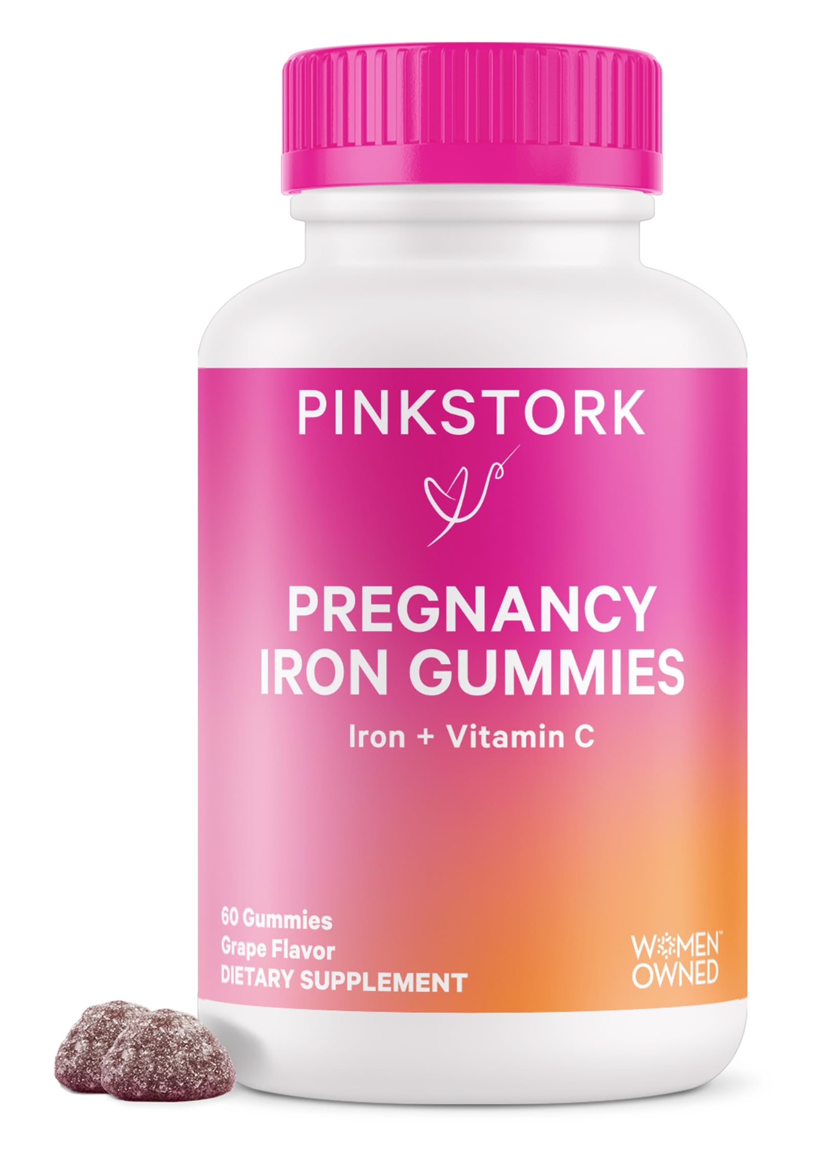Pink Stork Prenatal Iron Supplement Gummies for Women - 20 mg Iron Gummy with Vitamin C