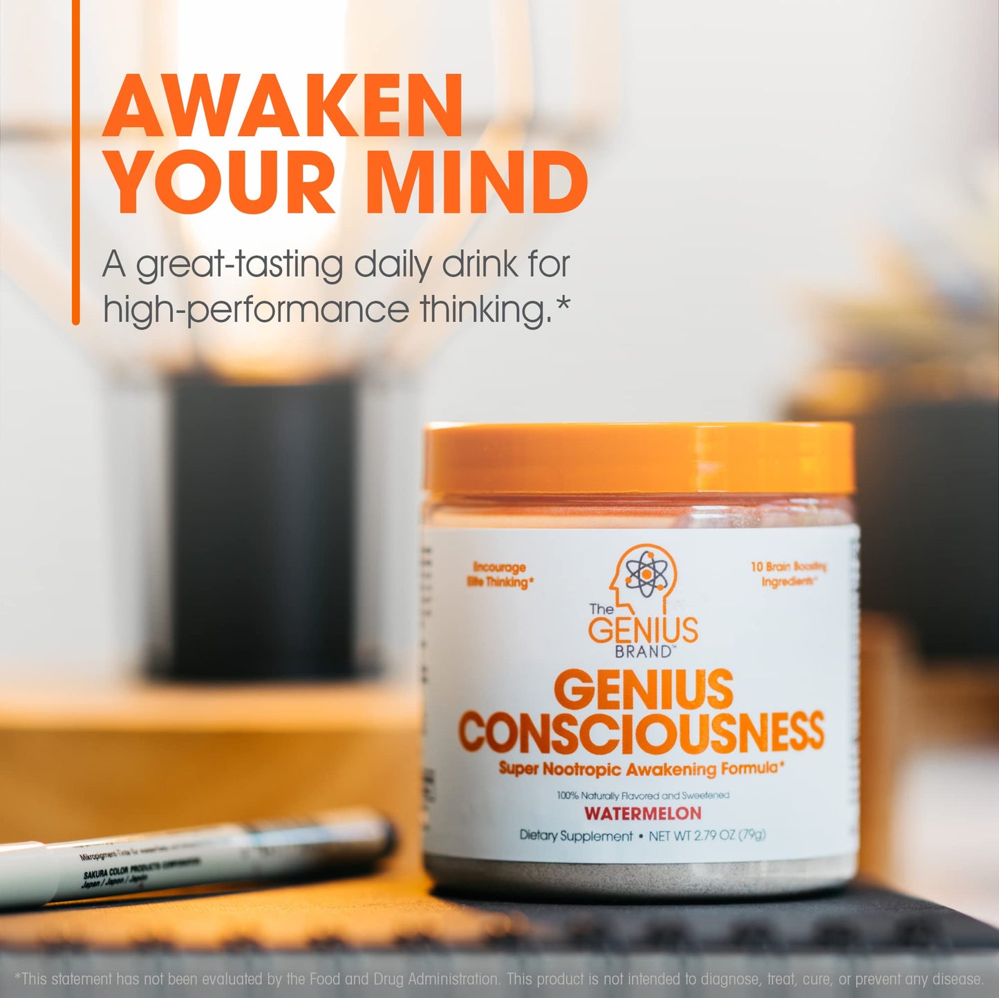 Genius Consciousness, Super Nootropic Brain Supplement Powder, Watermelon