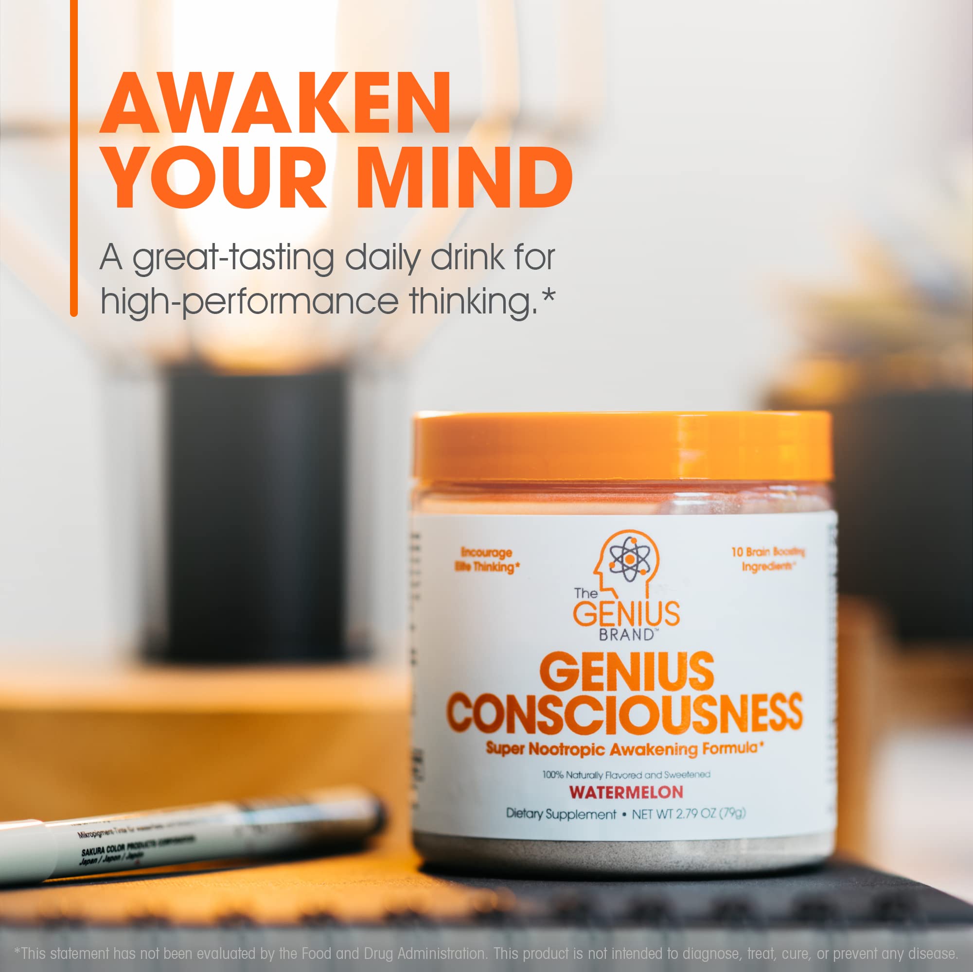 Genius Consciousness, Super Nootropic Brain Supplement Powder, Watermelon The Genius Brand