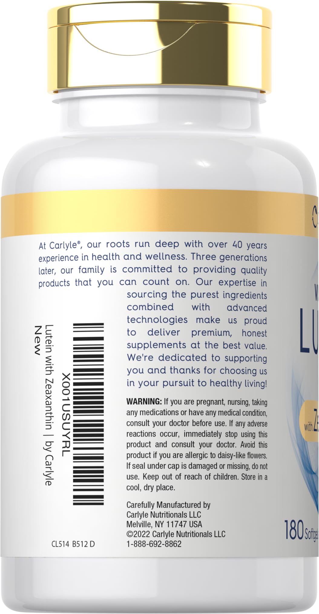 Carlyle Lutein and Zeaxanthin 40 mg | 180 Softgels | Eye Health Vitamins