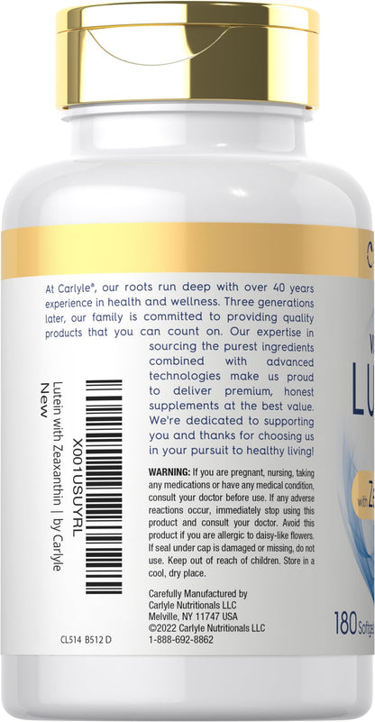 Carlyle Lutein and Zeaxanthin 40 mg | 180 Softgels | Eye Health Vitamins