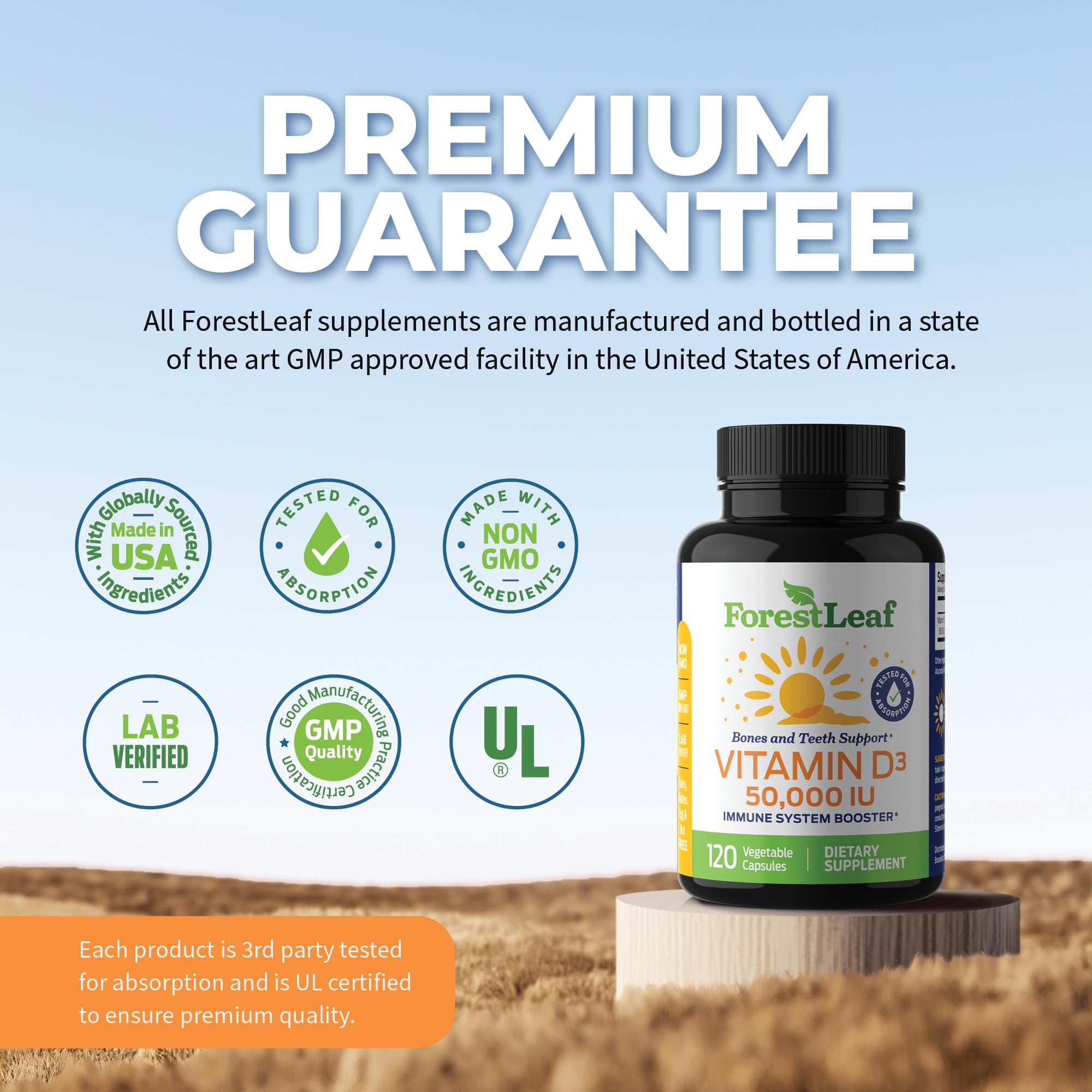 ForestLeaf - Vitamin D3 IU Weekly Supplement - (50,000 IU - 120 Count - 2 Pack)