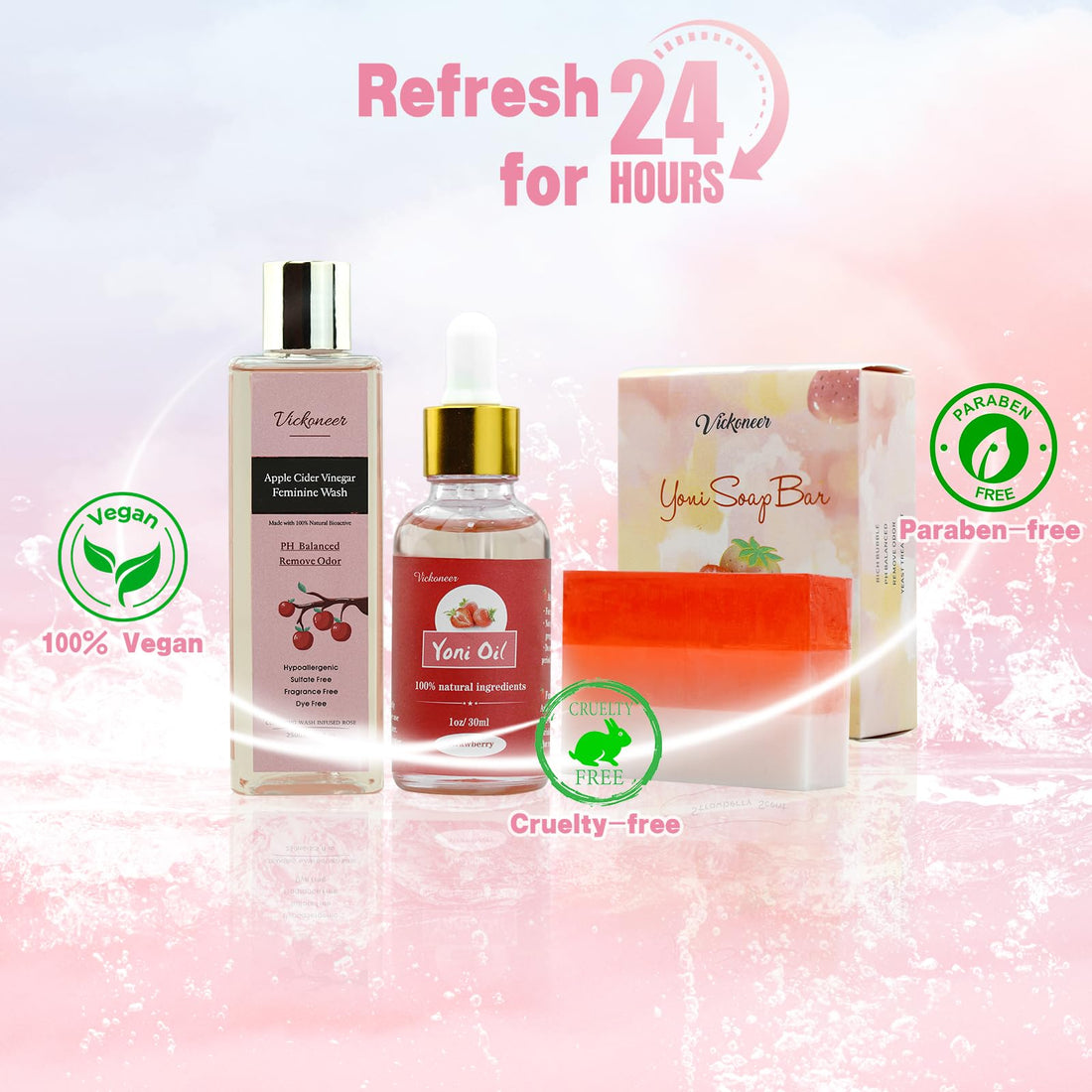 3 Pack Feminine Wash Yoni Bar Yoni Oil Set for Women, Yoni Wash for Balance Vagina PH Wetness