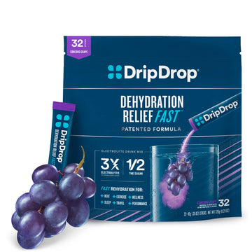 DripDrop Hydration - Electrolyte Powder Packets - Concord Grape - 32 Count