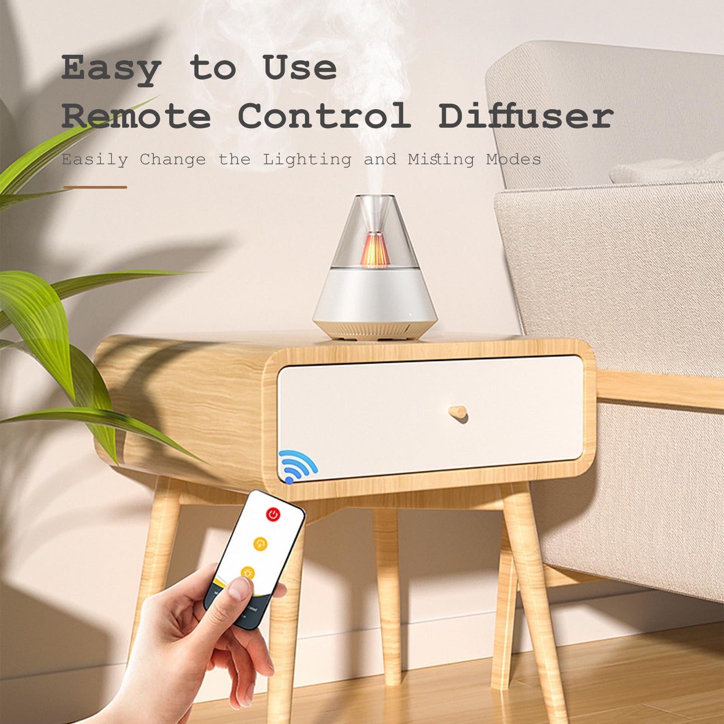 TriPro Essential Oils Aroma Diffuser,Portable Humidifier with Cool Mist and Warm Light Effect,Remote Control