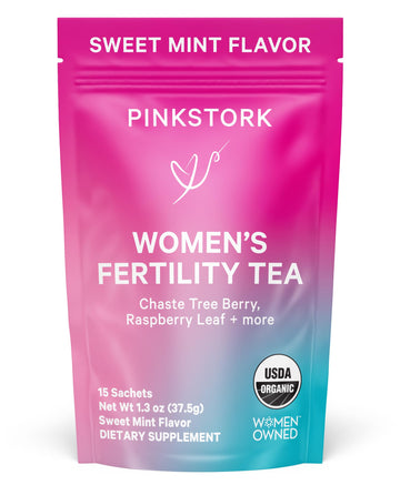 Pink Stork Fertility Tea for Conception and Hormone Balance with Organic Mint, Vitex