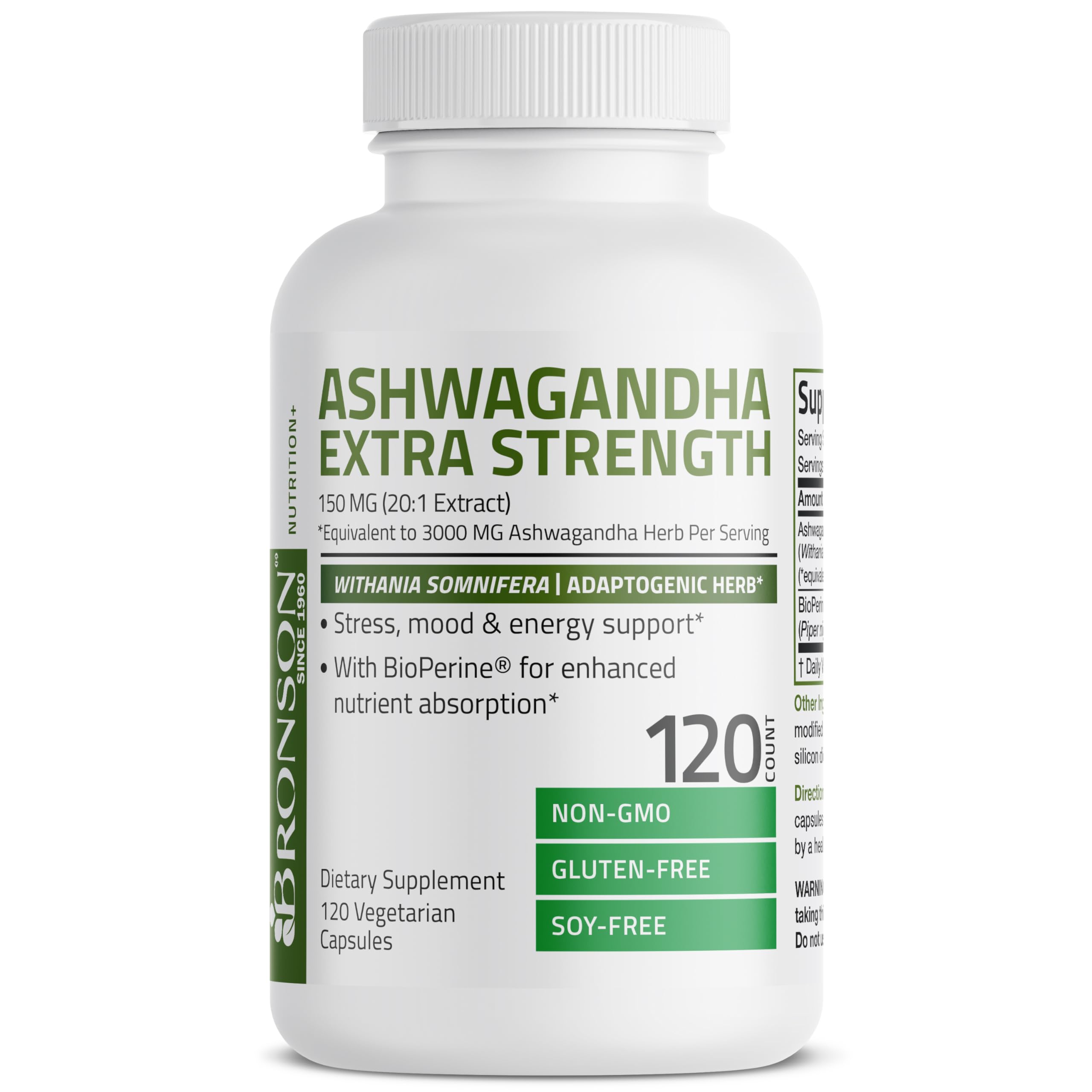 Bronson Ashwagandha Extra Strength Stress & Mood Support with BioPerine Bronson