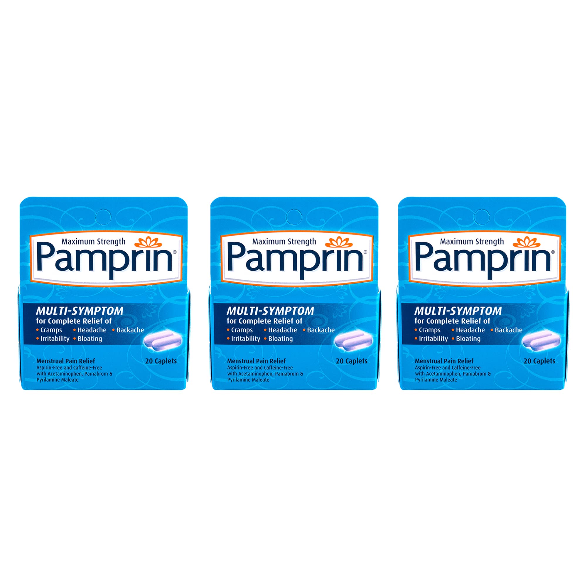 Pamprin Multi-Symptom Formula, with Acetaminophen, Menstrual Period Symptoms Relief Including Cramps
