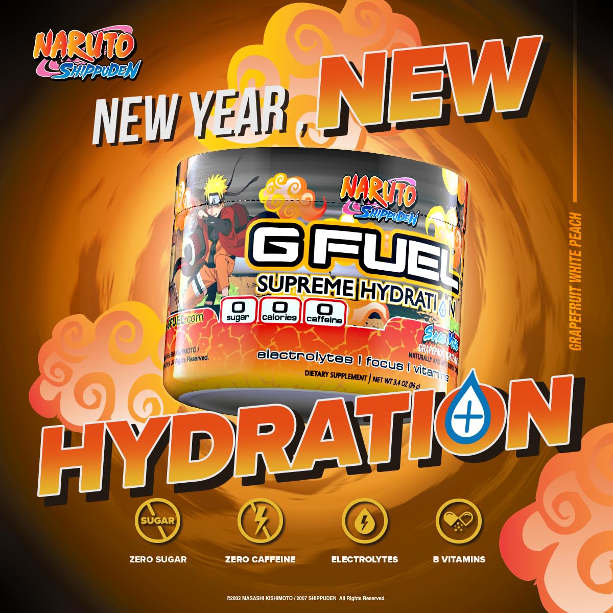 G Fuel Naruto Sage Mode Electrolytes Powder, Water Mix for Hydration, Energy and Focus