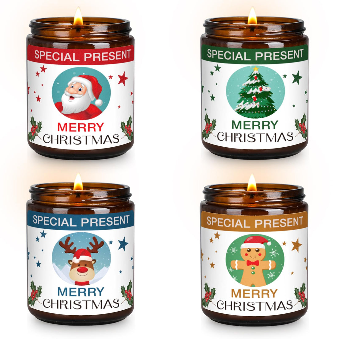 Christmas Candle Set Scented Candle Gift Set, 4 Pack 28 oz Christmas Scented Candles Over 180 Hours