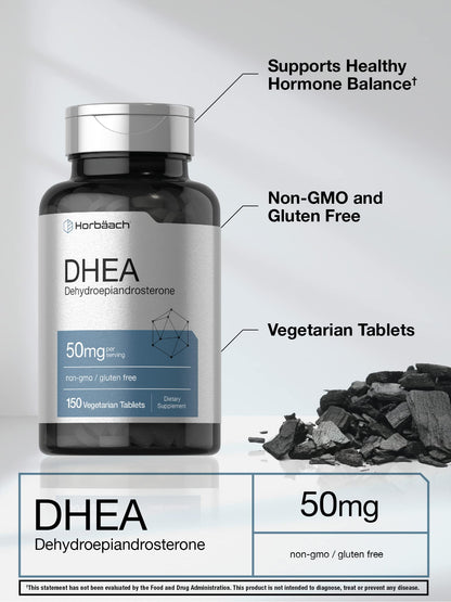 DHEA 50mg 150 Tablets | Non-GMO, Gluten Free Supplement | by Horbaach