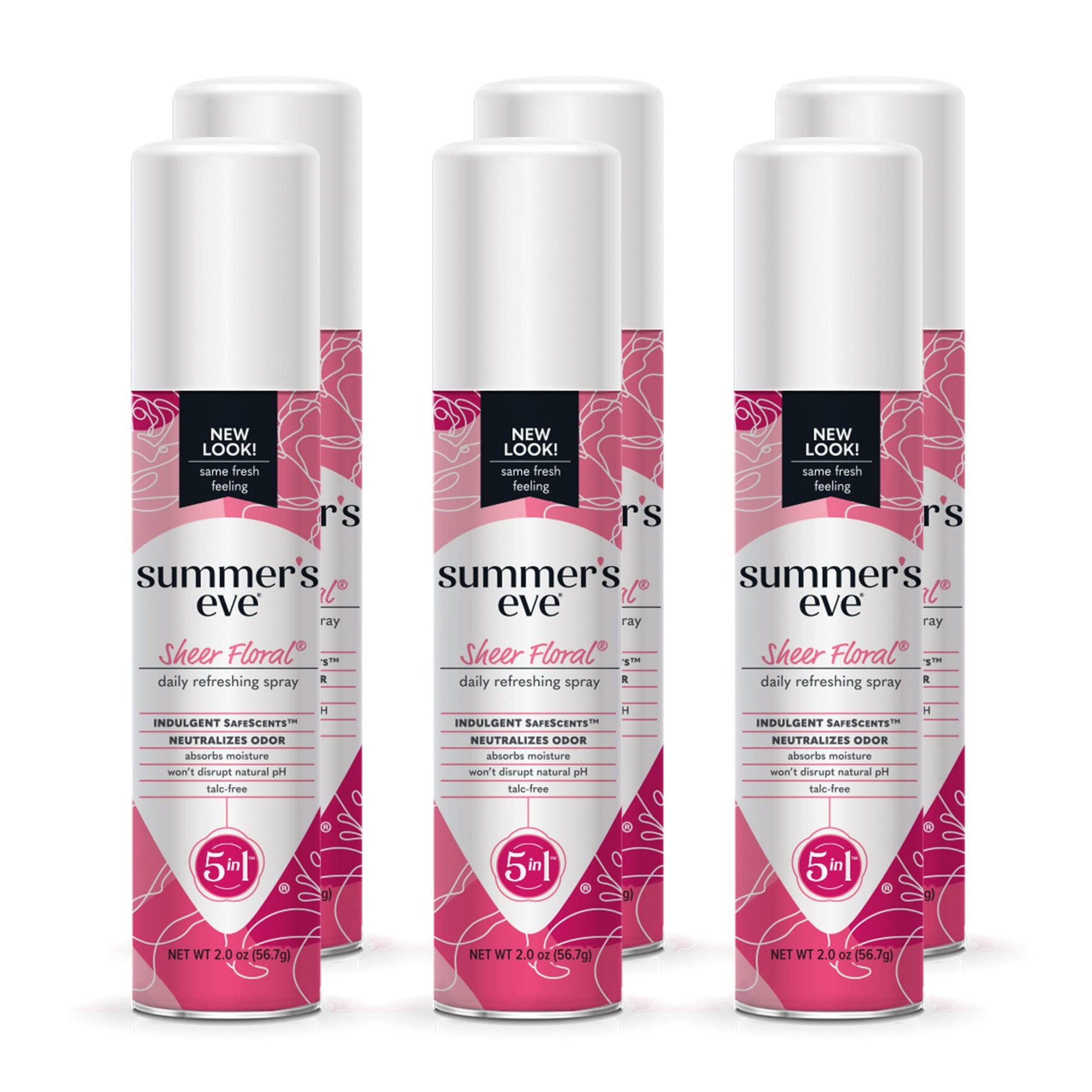 Summer's Eve Freshening Spray | Sheer Floral| 2 oz Size | Pack of 6 | pH Balanced, Dermatologist