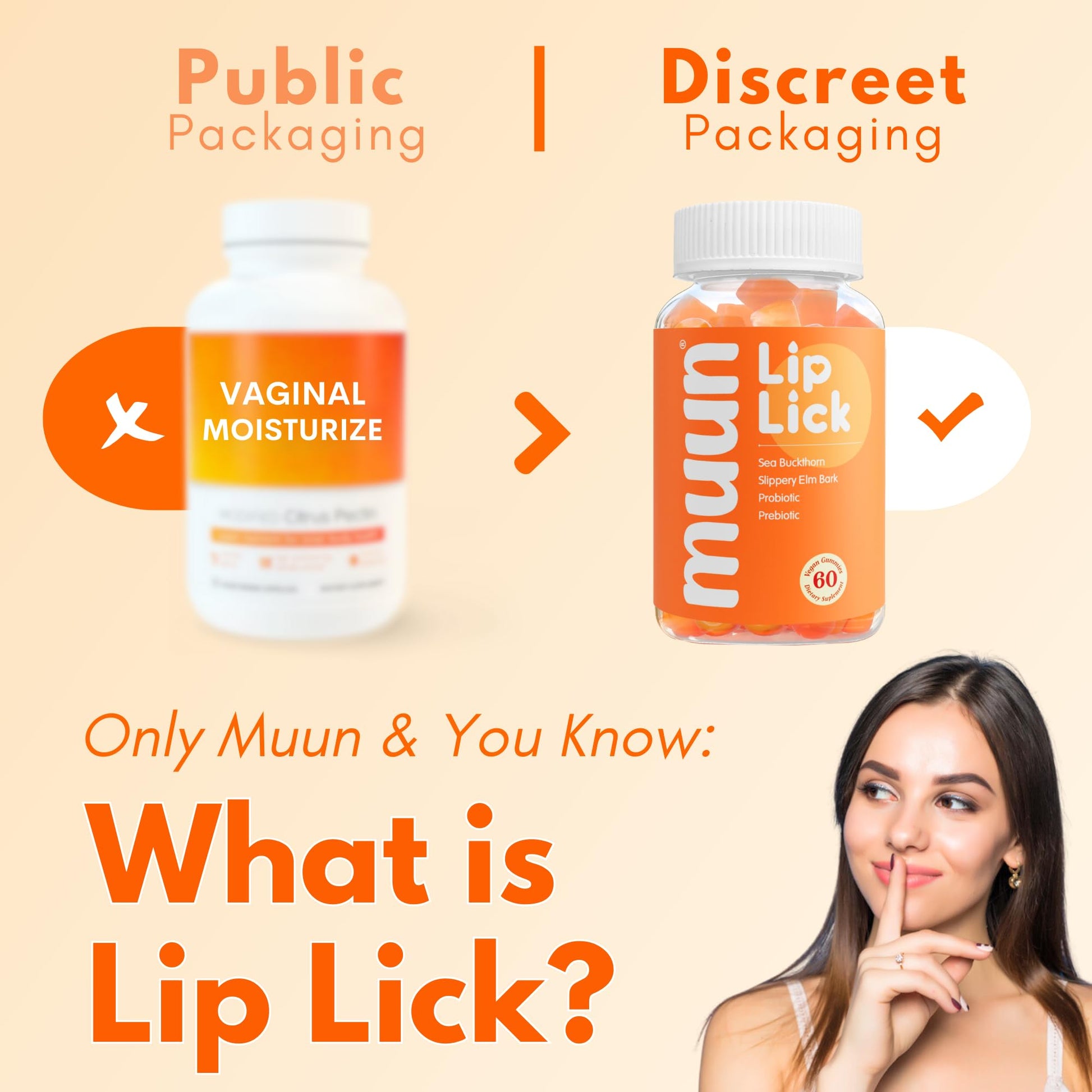 Muun Vaginal Dryness Gummy for Perimenopause Menopause with Slippery Elm Bark, Omega Muun