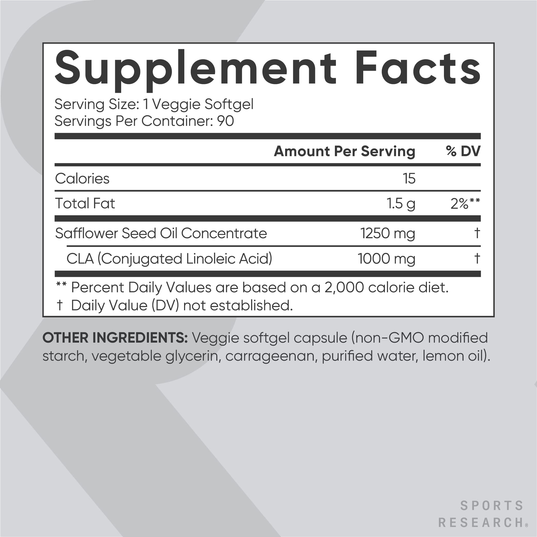 Sports Research Vegan CLA - 1250mg with Active Conjugated Linoleic Acid for Men Sports Research
