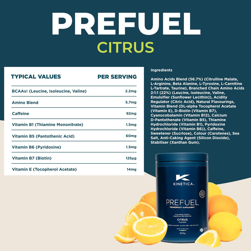 Kinetica PreFuel, Pre Workout, 5.7g Amino Acids & 2.2g BCAA's per Serving, 30 Servings