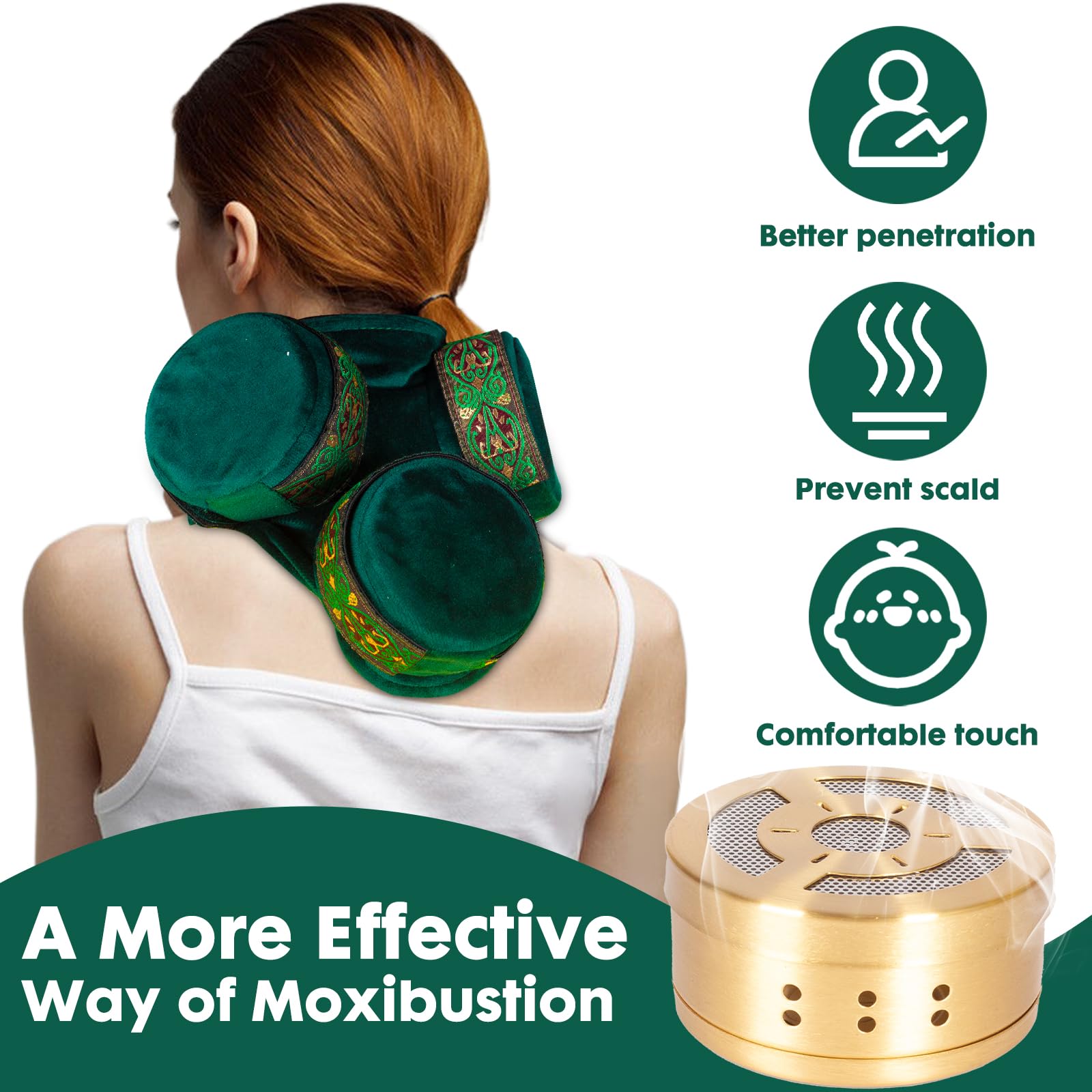 Smokeless Copper Moxa Box, Set of 3 Purifier Copper Tank Moxibustion Treatment Tool Portable Barelove