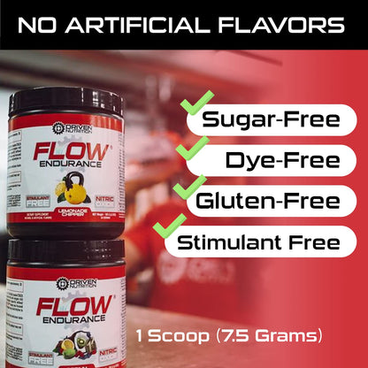 Driven Nutrition Flow - Cognitive Nitric Oxide Nootropic - Endurance & Energy - Increase Focus, Athletic Performance, Muscle Mass - Vitamin B12 & Electrolytes - Lemonade Chipper, 60 Servings