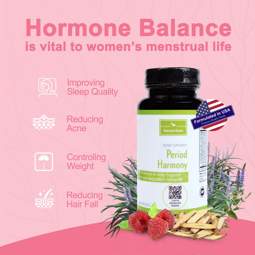 MenstrEaze PMS Relief & Hormone Balance for Women, with Black Cohosh, Vitex, Wild Yam