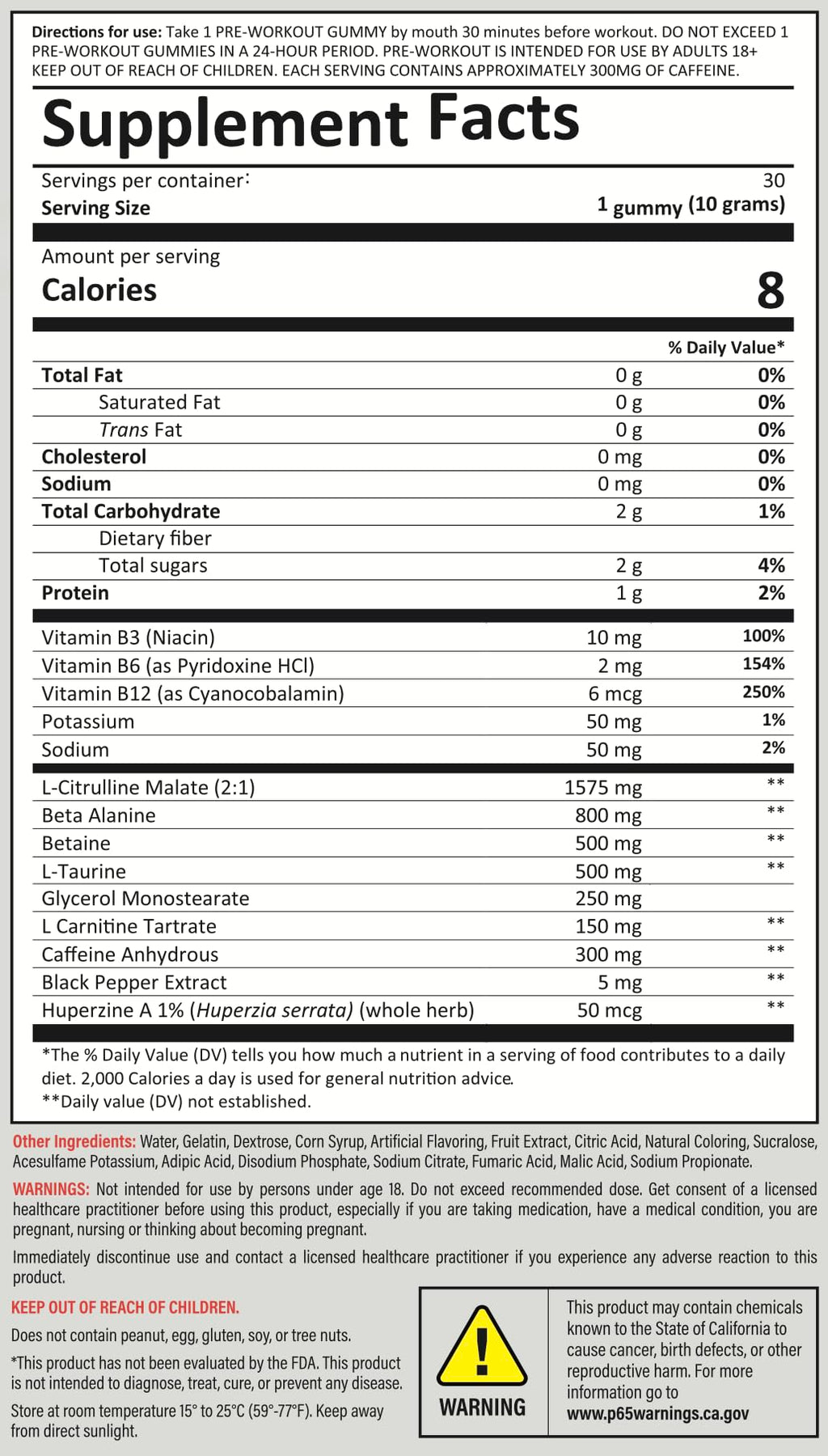 Kodagenix Pre Workout Gummies for Men and Women with Caffeine, L-Citrulline and Beta