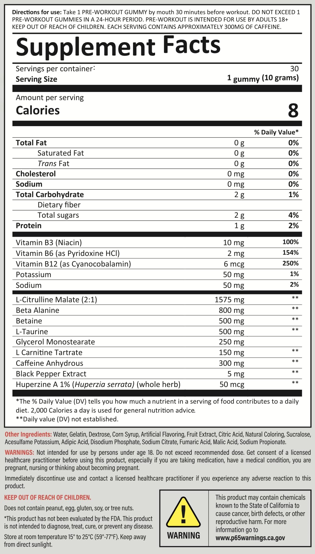 Kodagenix Pre Workout Gummies for Men and Women with Caffeine, L-Citrulline and Beta