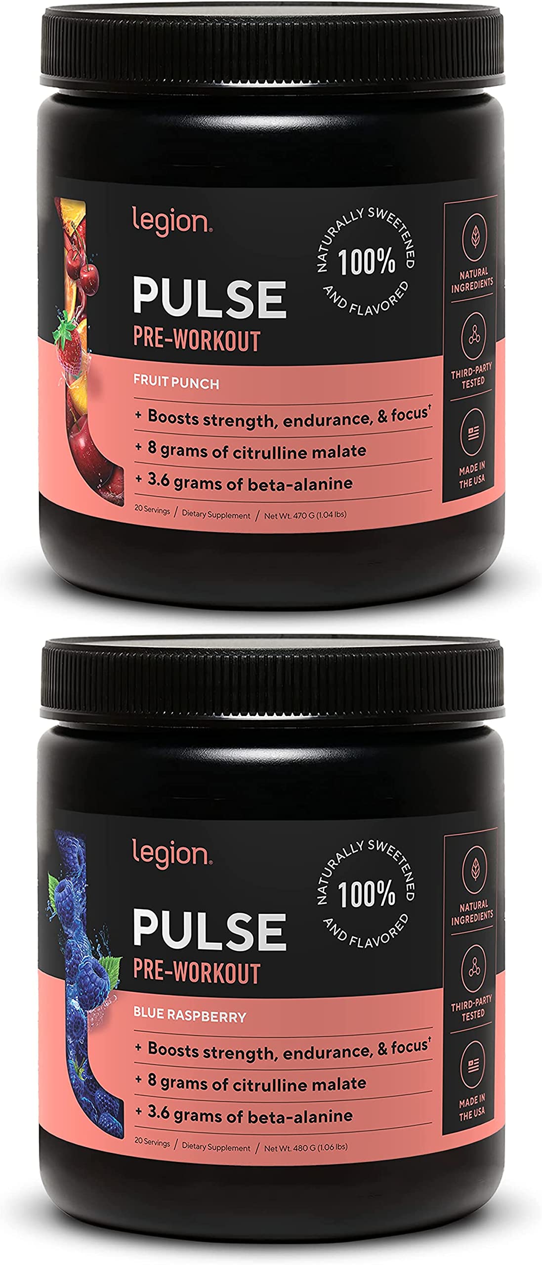 LEGION Pulse Pre Workout Supplement - All Natural Nitric Oxide Preworkout Drink to Boost