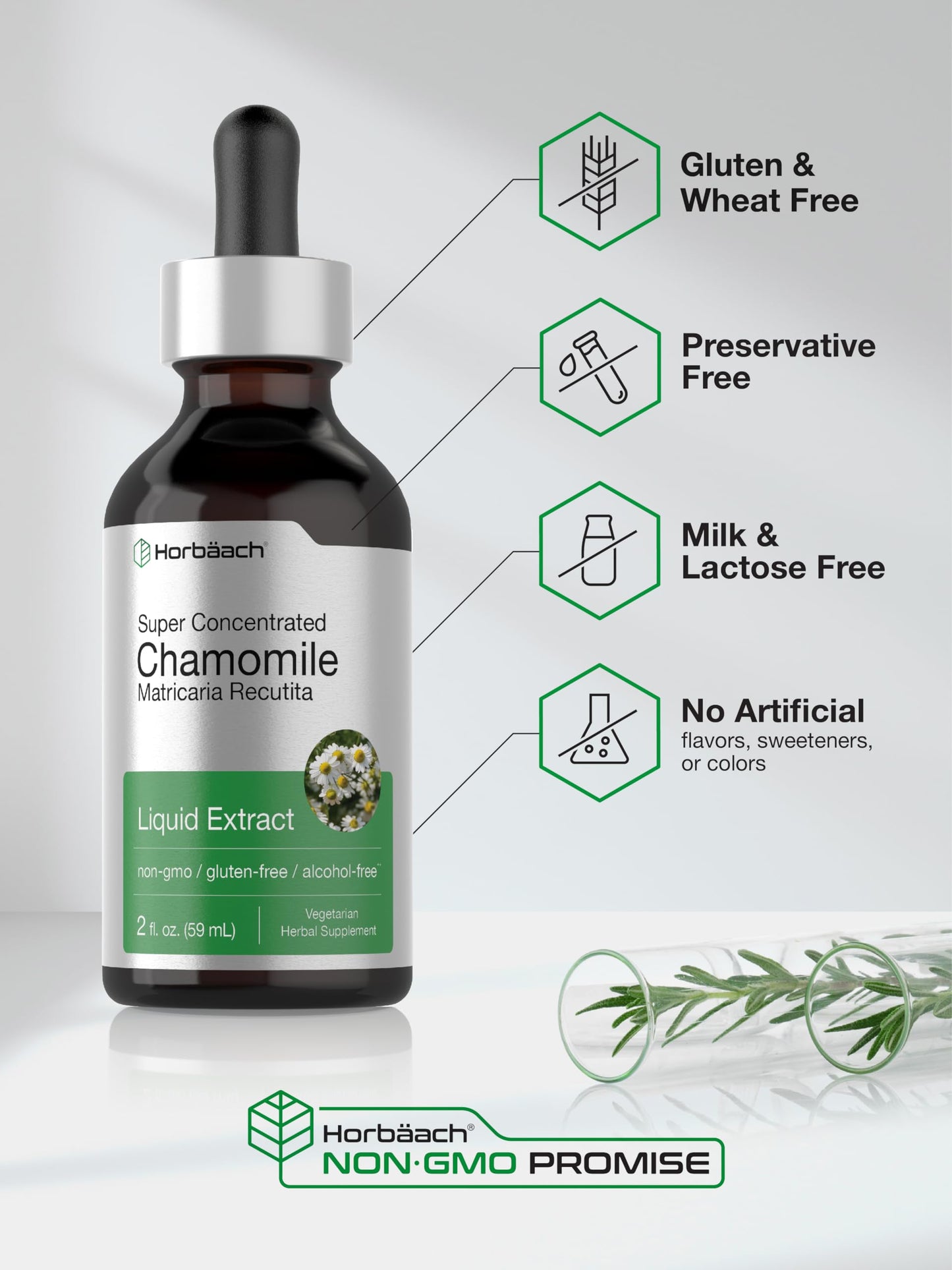 Chamomile Extract Liquid | 2 fl oz | Alcohol Free Supplement | Vegetarian, Non-GMO