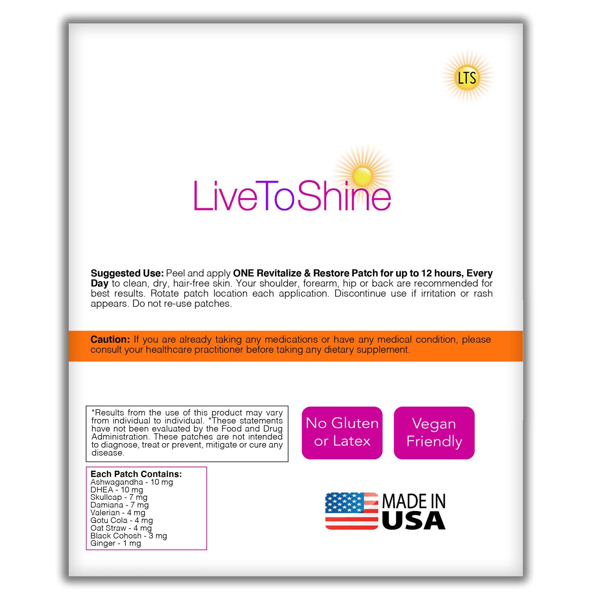 Menopause Relief Topical Patches - 30 Days Supply - USA Made by Live To Shine Live To Shine