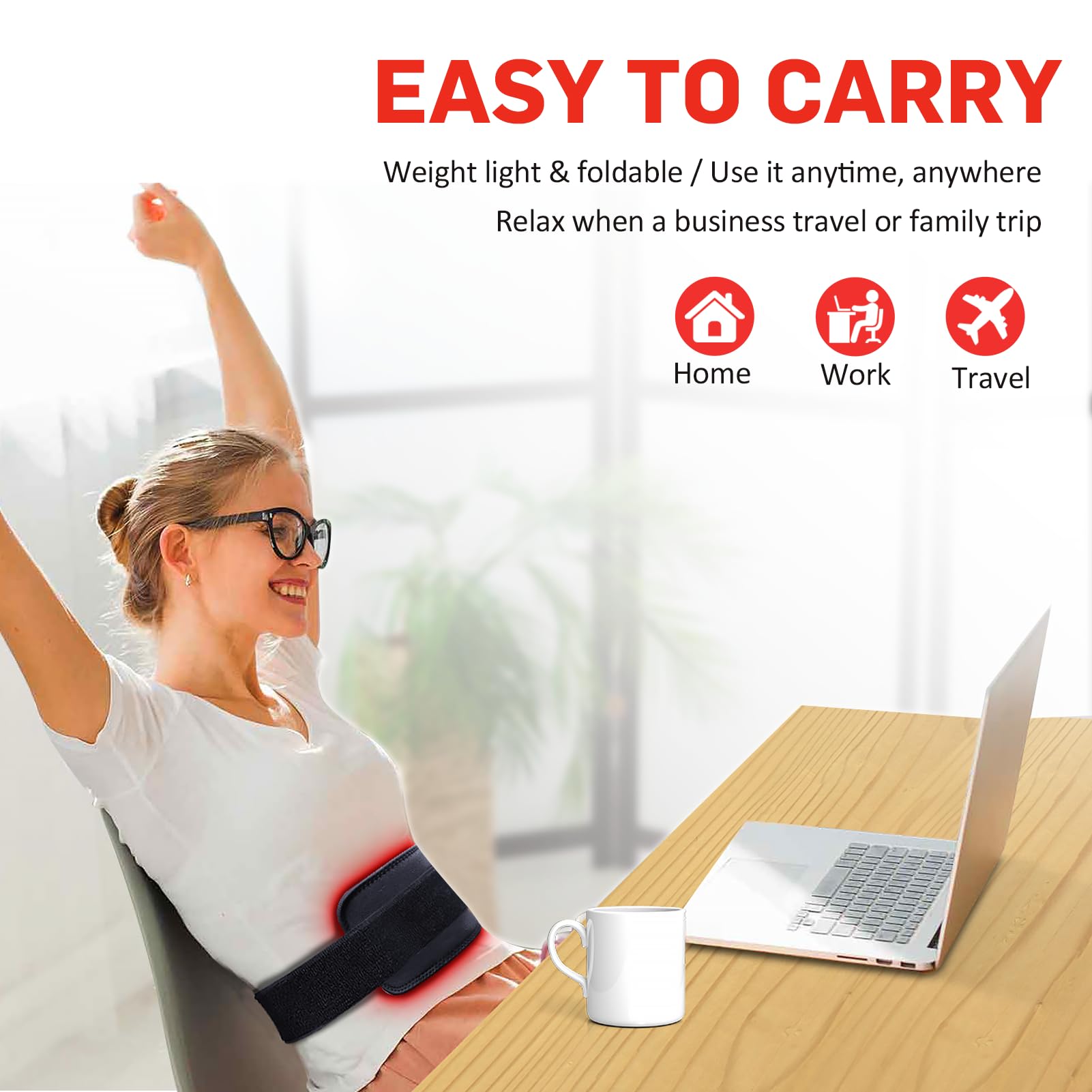 Red Light Therapy Belt, Infrared Light Therapy for Body, Wearable Wrap with Timer GMOWNW