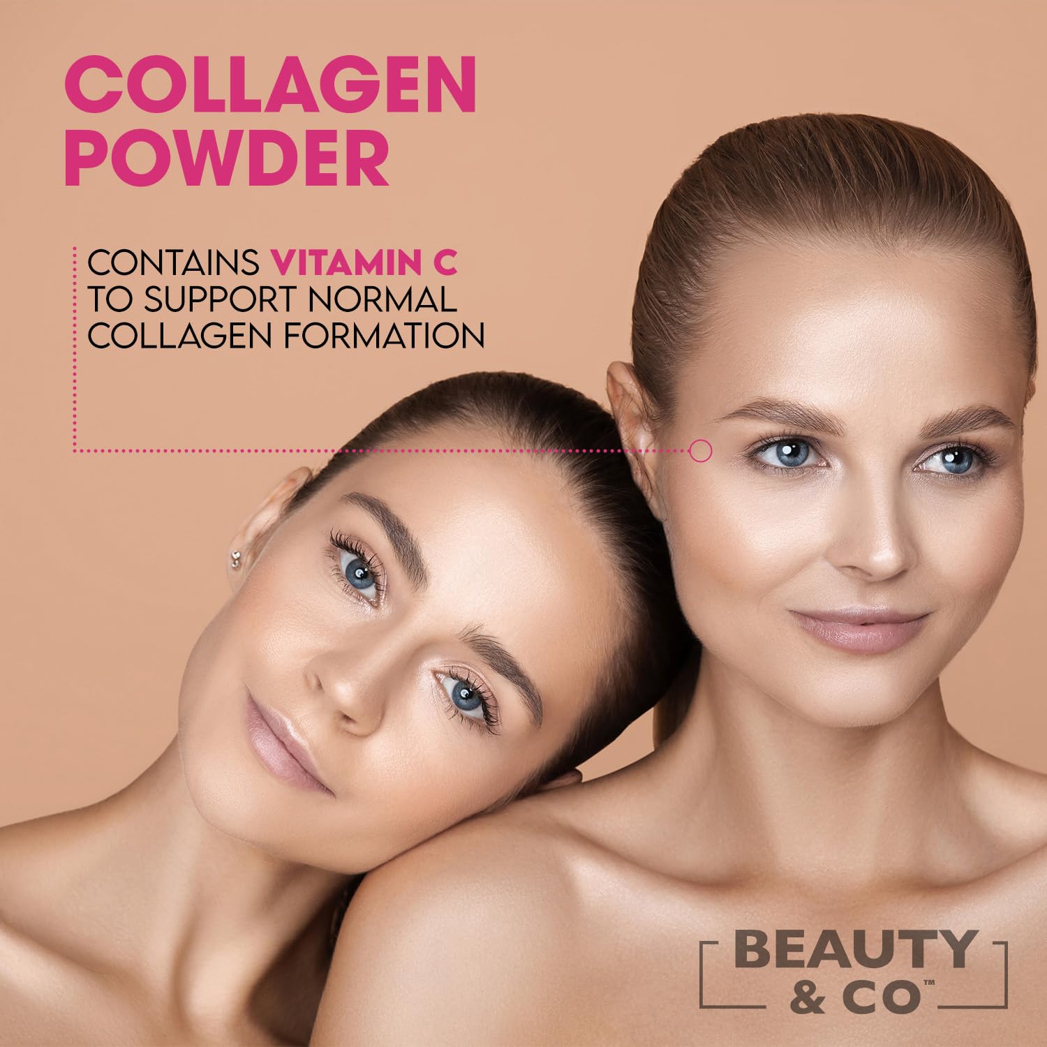 Collagen 2500mg Powder Supplement Boosted with Vitamin C and Hyaluronic Acid (Bovine) Beauty & Co