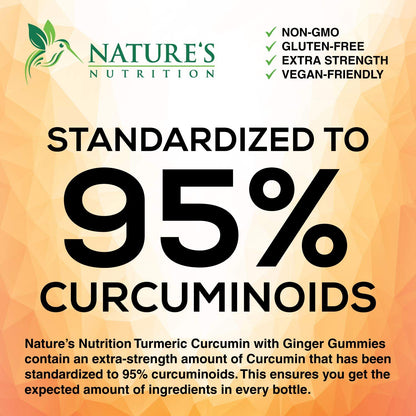 Turmeric Ginger Gummies - Vegan Turmeric Curcumin Gummy with 95% Curcuminoids