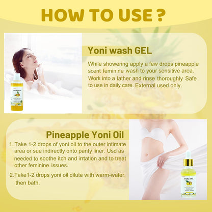 forvirness Natural Yoni Wash Yoni Oil Set, Cleanse - Remove Odor - ph Balance Feminine Wash