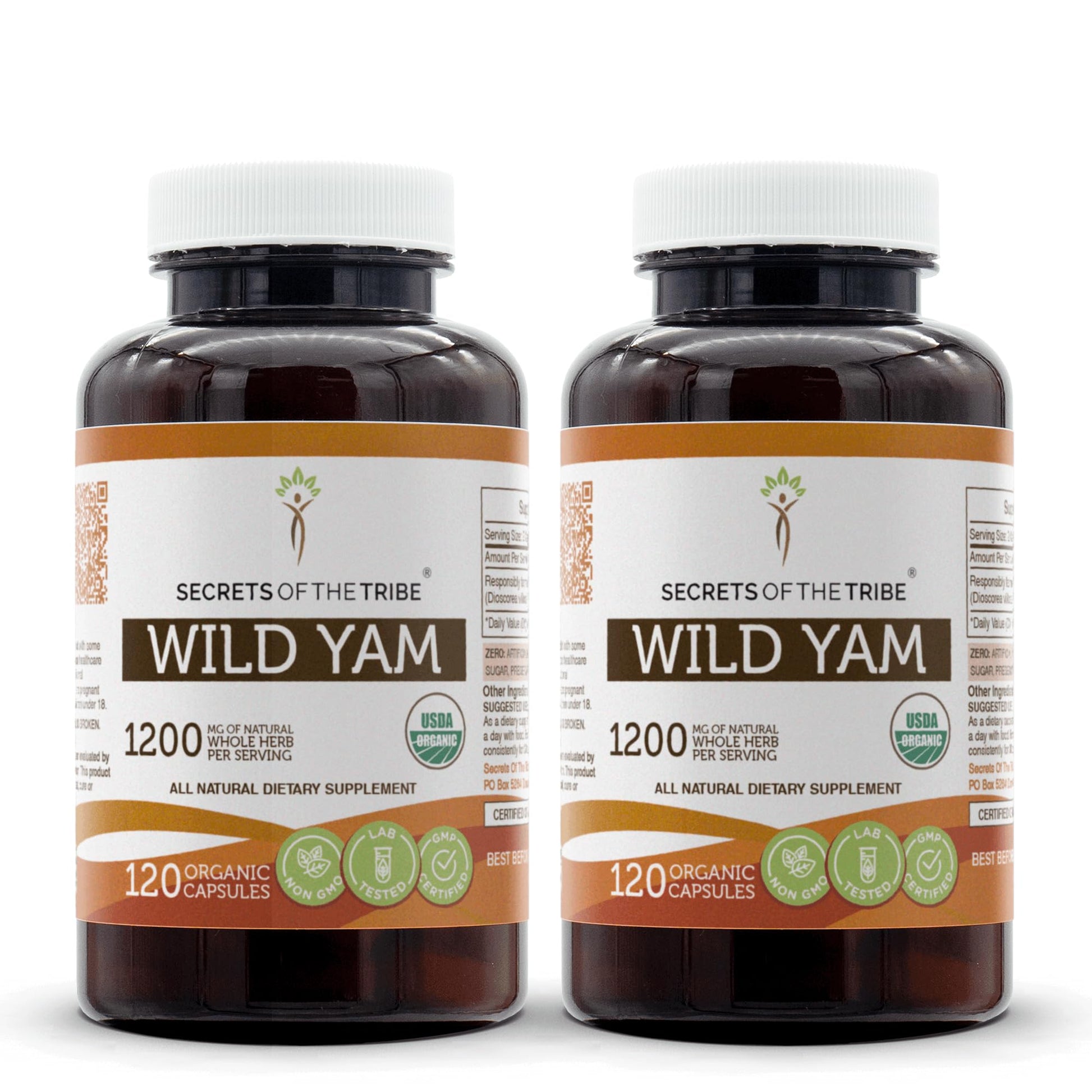 Secrets of the Tribe Wild Yam Capsules 1200 mg Responsibly farmed USDA Organic Wild Yam