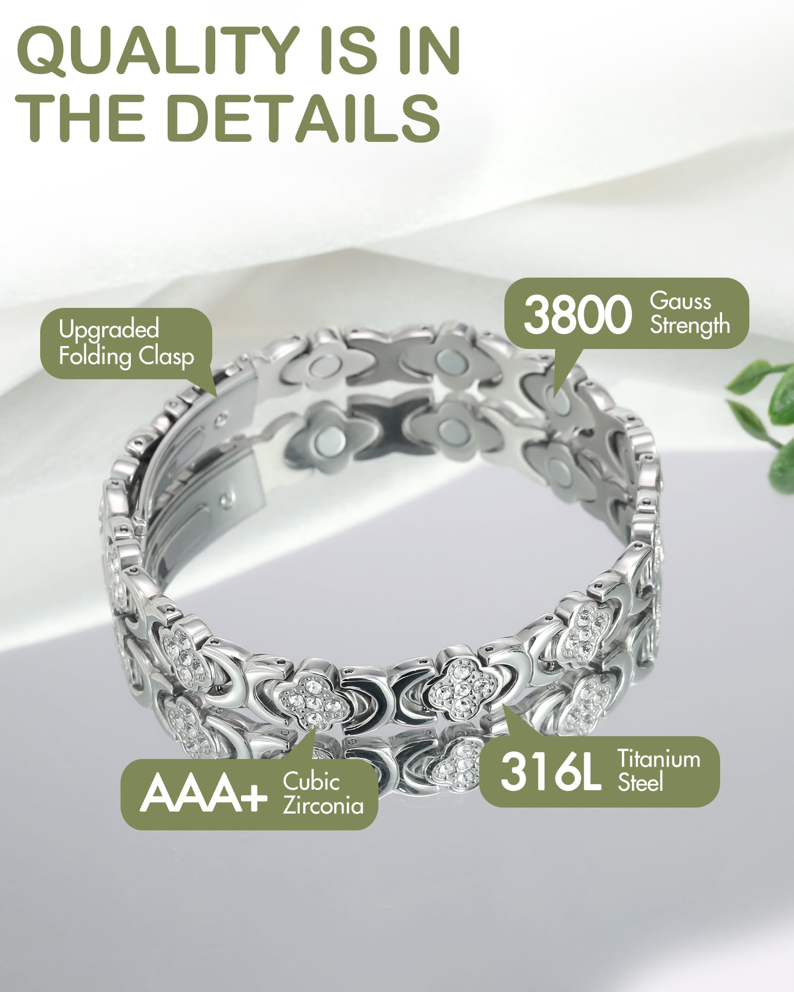 Feraco Ultra Strength Magnetic Bracelets for Women with Neodymium Therapy Magnets Feraco