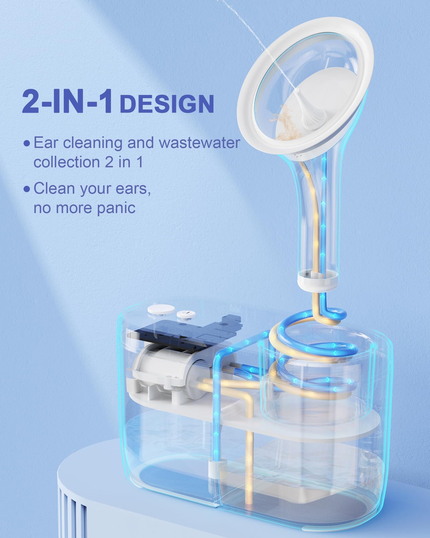 Water Powered Ear Cleaner, Ear Wax Removal Kit with Sewage System