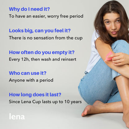 Lena Sensitive Menstrual Cup | Reusable Beginner Period Cup | Wear for 12 Hours