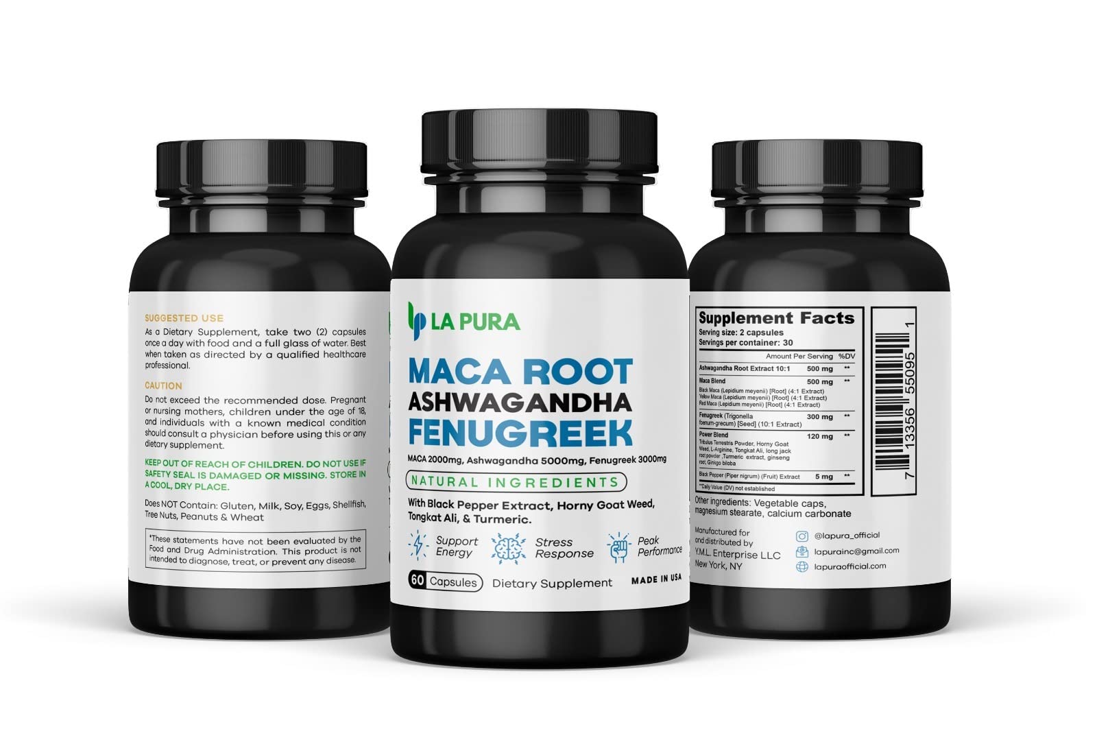 LaPura Ashwagandha 5000mg Maca Root 2000mg Fenugreek 3000mg Supplement