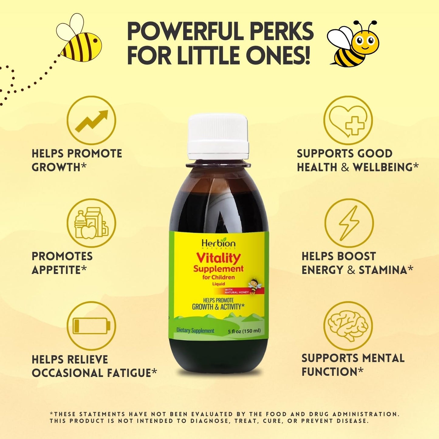 Herbion Naturals Vitality Supplement Syrup for Children, Promotes Growth and Appetite