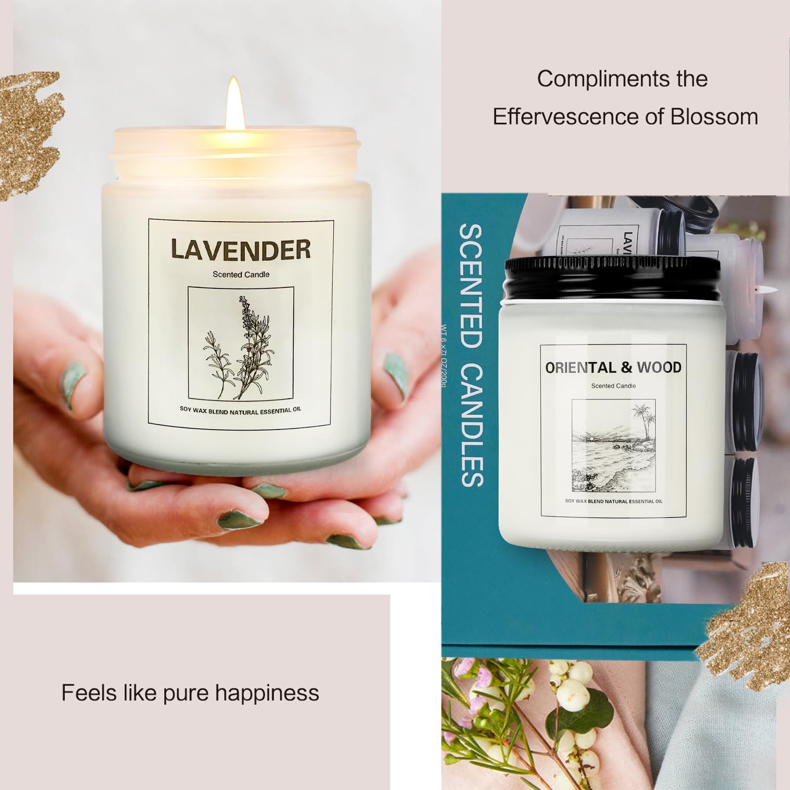 6 Pack Scented Candles, Aromatherapy Candles Gifts Set for Women, 42.6 oz 300 Hour Long Lasting YINUO LIGHT