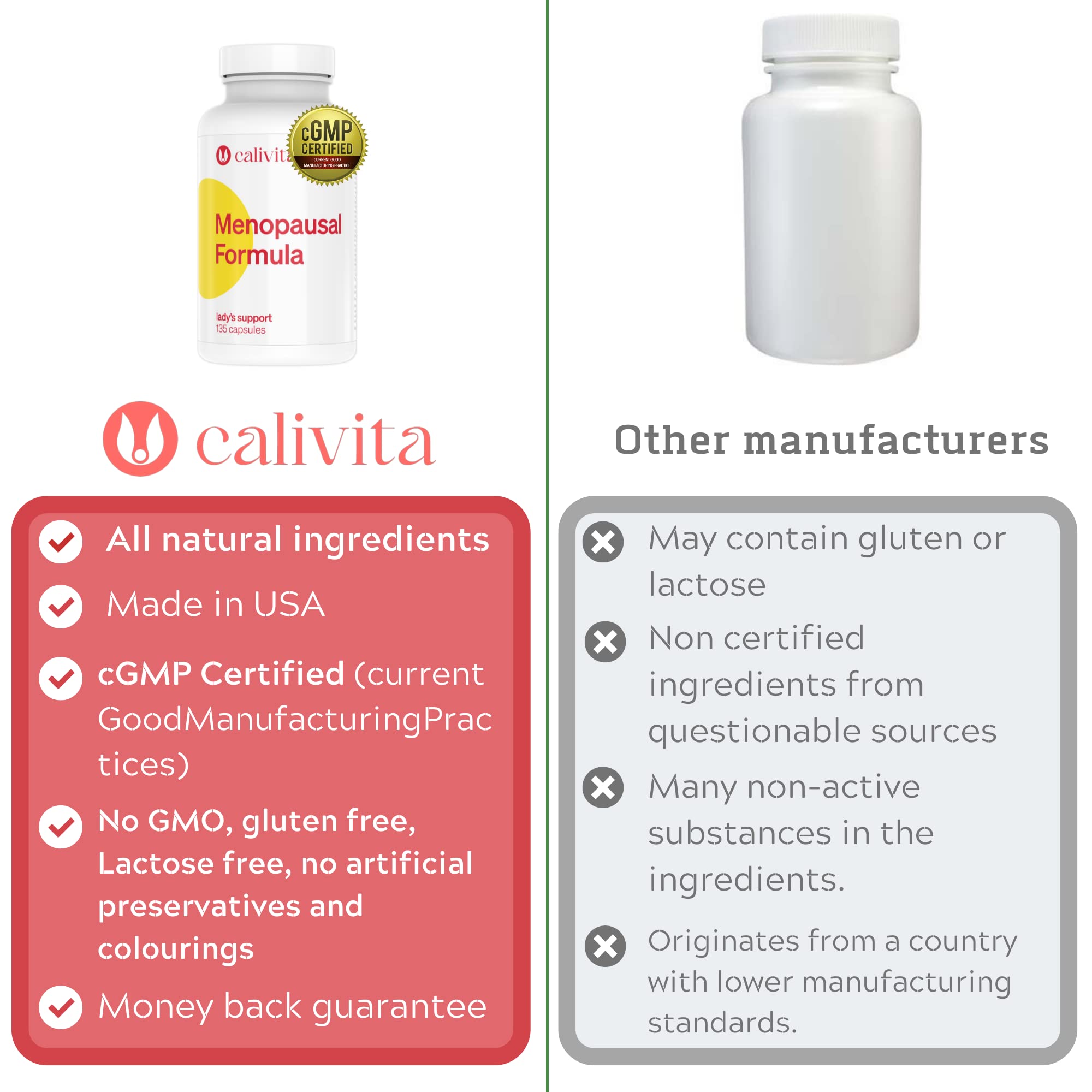 CaliVita Menopausal Formula - Menopause Relief Supplements for Women with Dong Quai, Black Kohosh CaliVita
