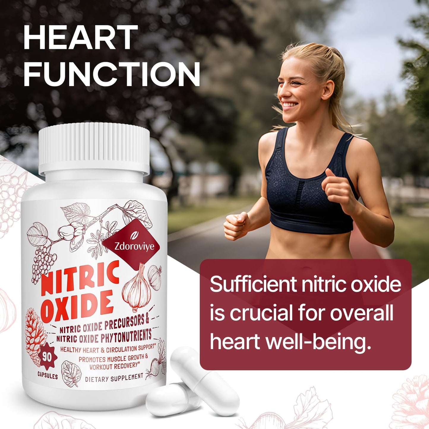 Zdoroviye Nitric Oxide Supplement for Men Women, Nitric Oxide Precursor & Nitric Oxide