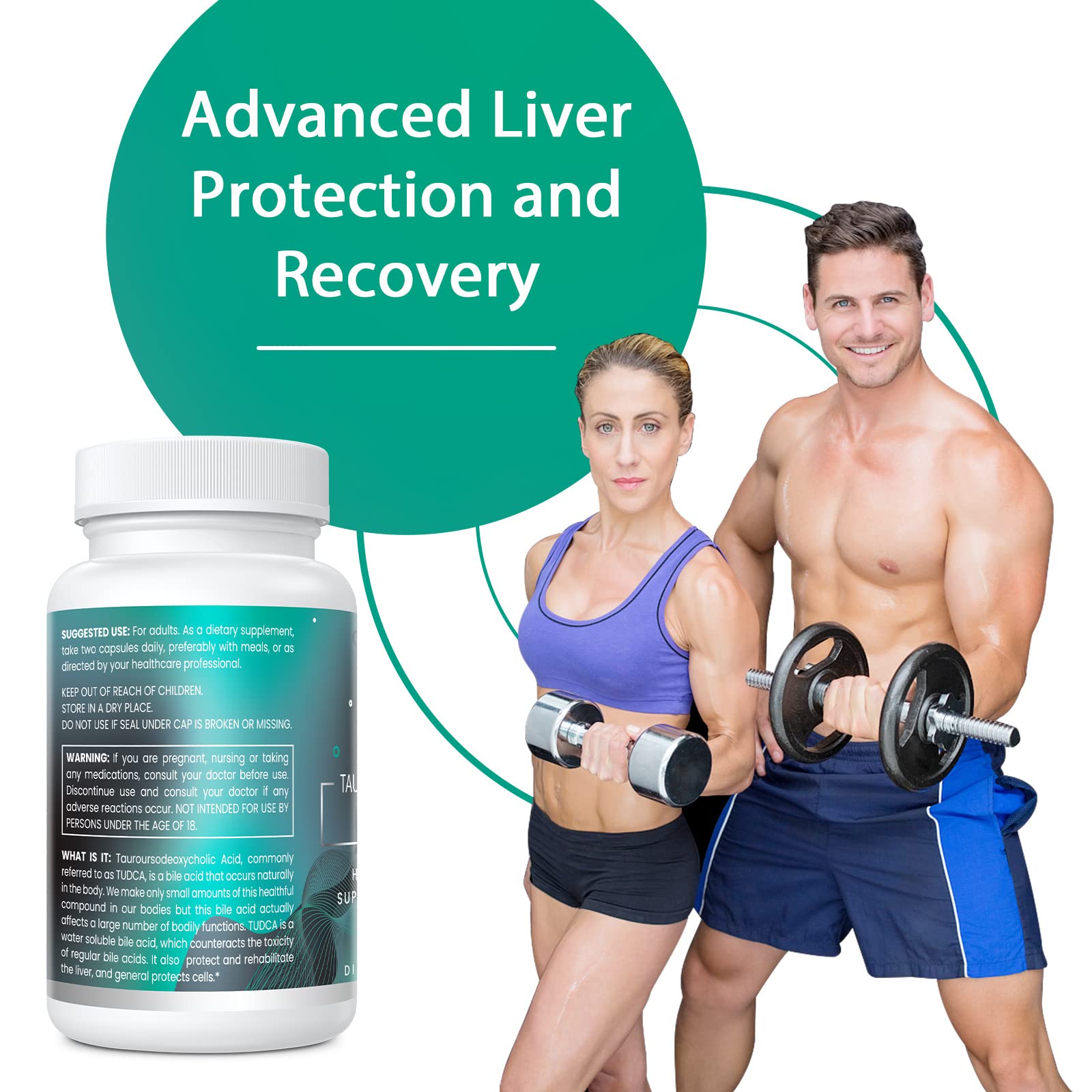 Genogna TUDCA 1100mg-Liver Support Supplement for Detox Cleanse, Water-Soluble Bile Genogna